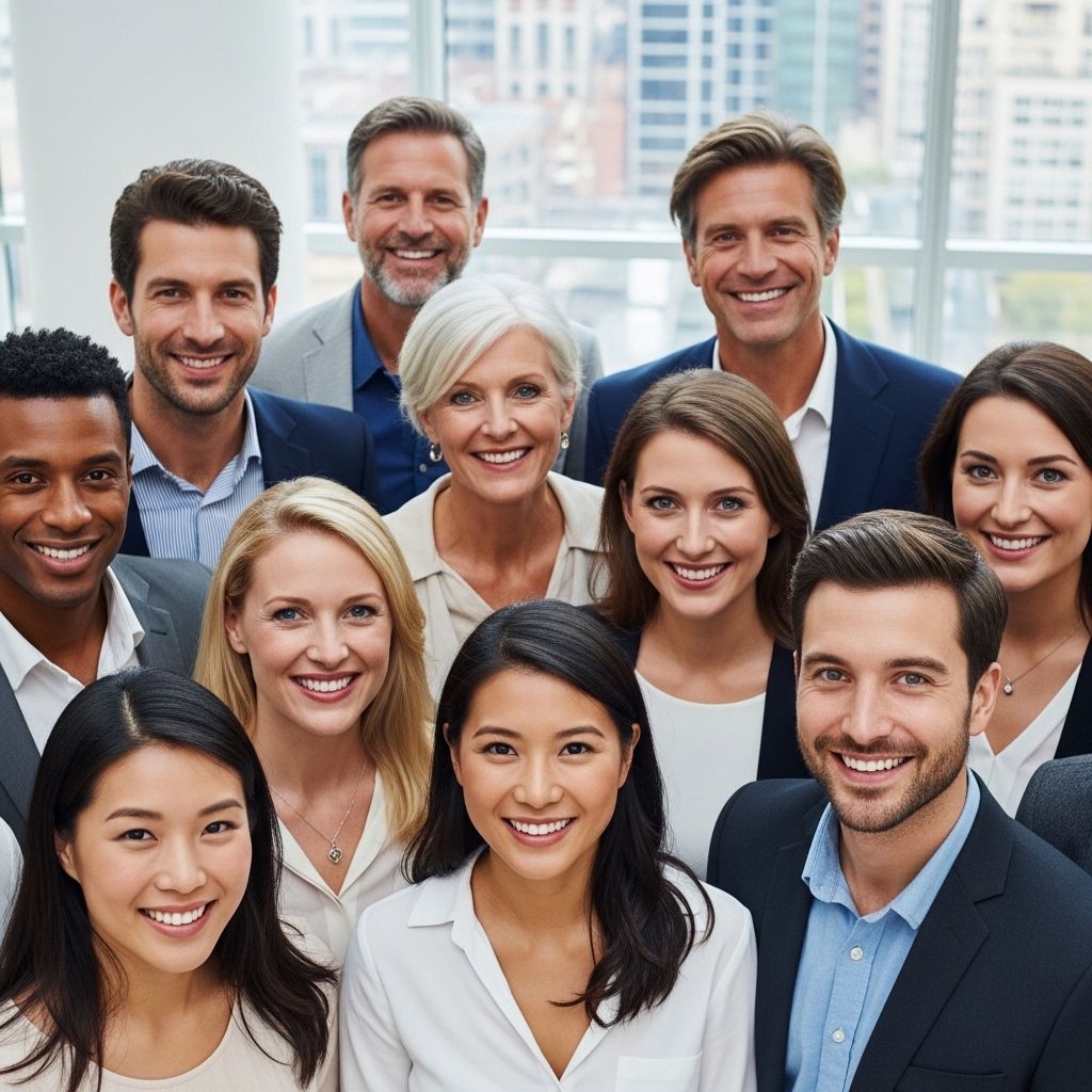 Groupe de personnes d'âges variés pratiquant des étirements matinaux dans un parc verdoyant baigné de lumière naturelle, vêtements sportifs décontractés, sans équipement particulier